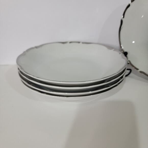 5 Harmony House Japan Starlight Silver Rimmed White Coupe Soup Bowls - Picture 2 of 8